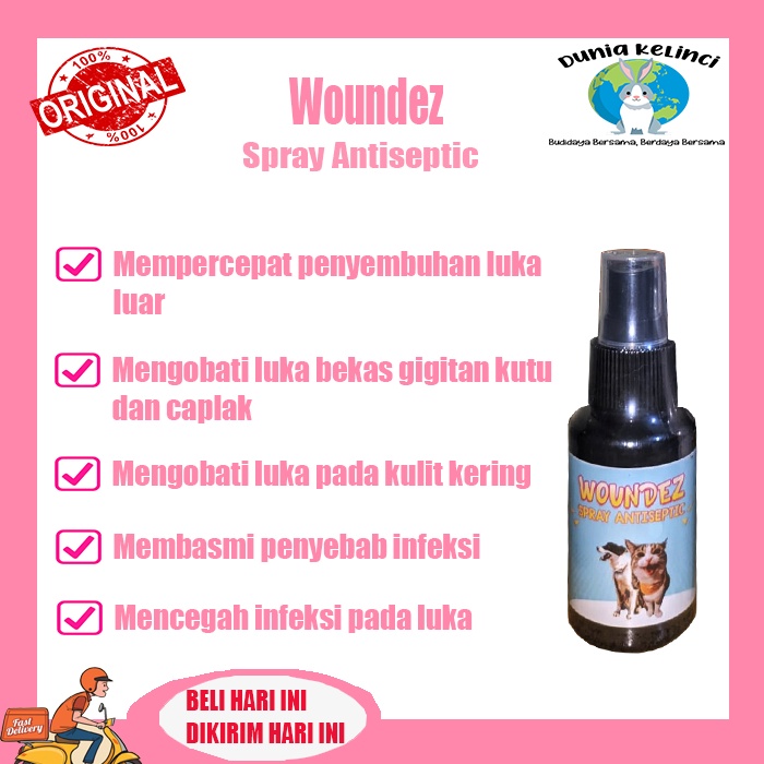 Obat Luka Kucing Woundez 60 ml Spray Antiseptic anti bakteri