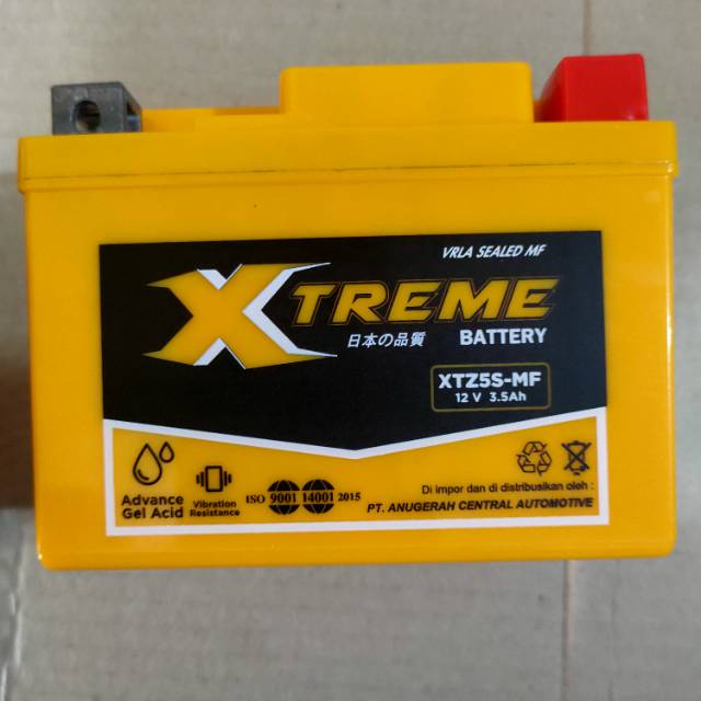 Aki accu kering beat Vario Scoopy karisma Mio j merk Xtreme XTZ5S 3.5 Ah