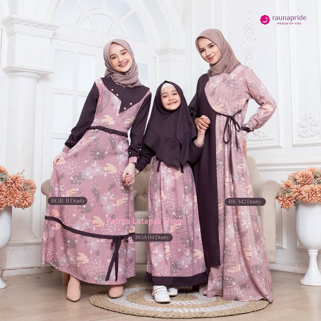gamis ibu dan anak rauna rk 342 rgr 11 rga 04  Dusty / dress wanita / gamis couple / sarimbit / gami