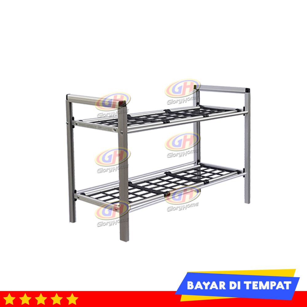 Glory Home Rak  Tempat Sepatu  mini  2 susun Kotak Aluminium 