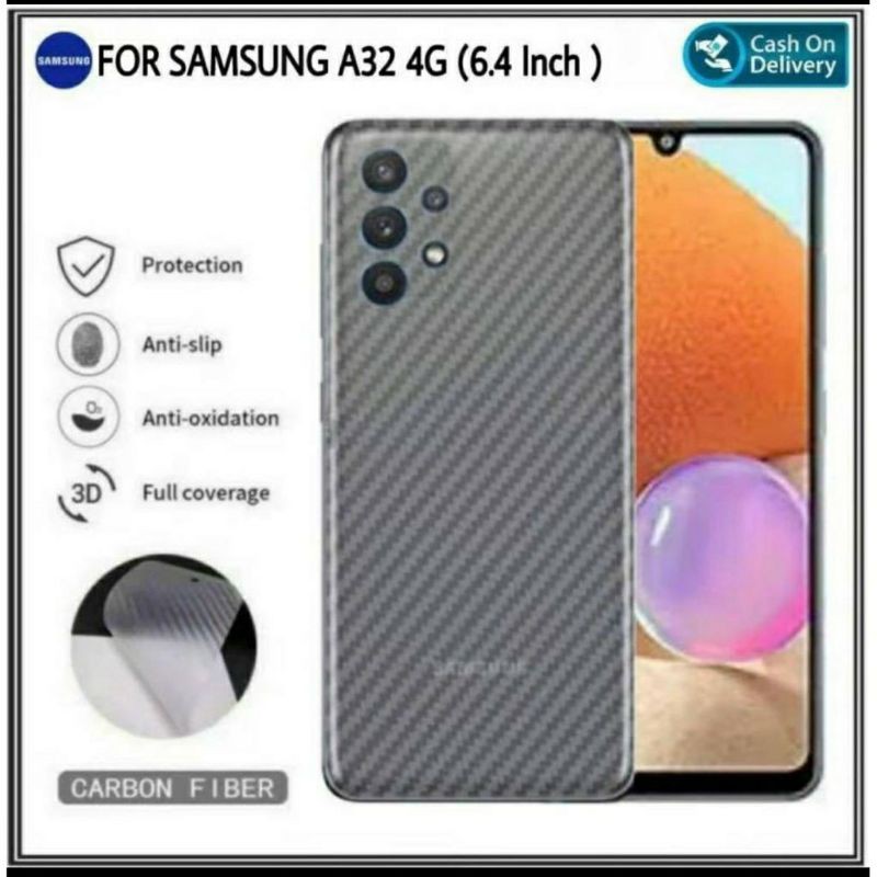 Samsung A32 4G A52 A72 A51 A71 S20 FE Anti Gores Belakang Skin karbon Screen Guard Carbon S20FE