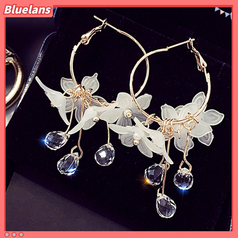 Bluelans Anting Juntai Bentuk Bunga Bahan Akrilik Untuk Wanita