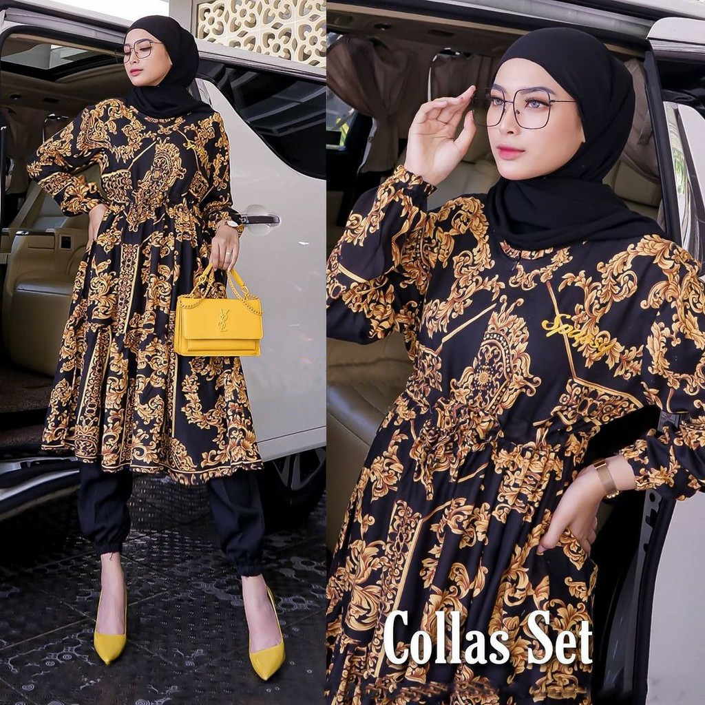 Collas Set Setelan Baju 2in1 Fashion Muslim Wanita Terlaris Pakaian Wanita Setelan Gamis Baju gamis