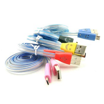 Kabel Data SMILE Micro USB 1 Meter Dengan Lampu / Kabel Charger SMILE Panjang 1 Meter - 1 PCS