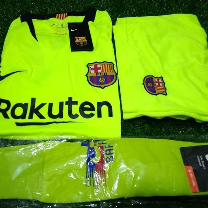 Hot 1 Set Dewasa Jersey Baju Celana Kaos Kaki Barcelona_ Away Barca_ 18/19 |