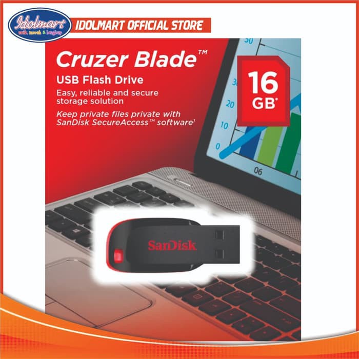 IDOLMART  Flashdisk Sandisk 16GB Cruzer Blade CZ50 100% Original USB Flash Drive Surabaya