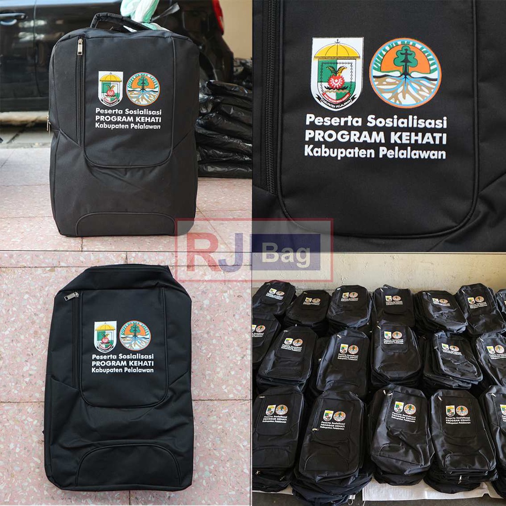 TAS GROSIR SEMINAR PROGRAM KEHATI KABUPATEN PELALAWAN SEMINAR SOUVENIR TAS HITAM CUSTOM RANSEL GROSIR SABLON