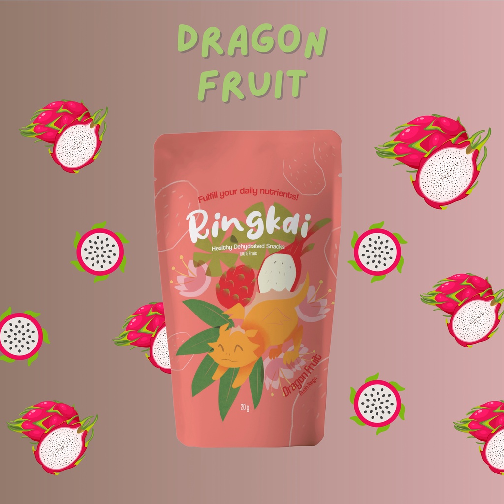 

Ringkai Healthy Dehydrated Snack 20gr Dragon Fruit - Buah Naga | Cemilan Buah Kering 100% REAL FRUIT | Termurah