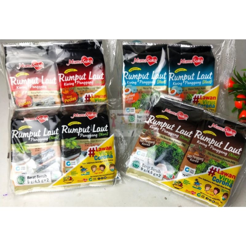

MamaSuka Rumput Laut Kering Panggang (Isi 2pcs) Original/Pedas/Sapi Panggang/ Telur Asin