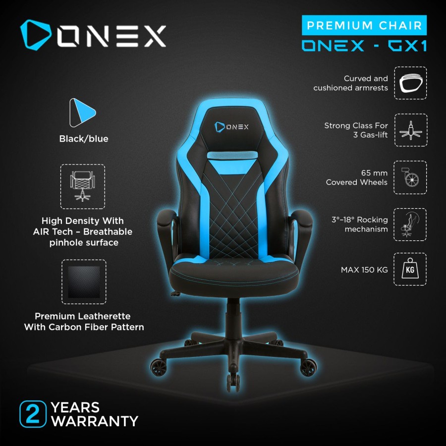 Kursi Gaming ONEX GX1 Premium Quality Gaming Chair Kursi - Blue