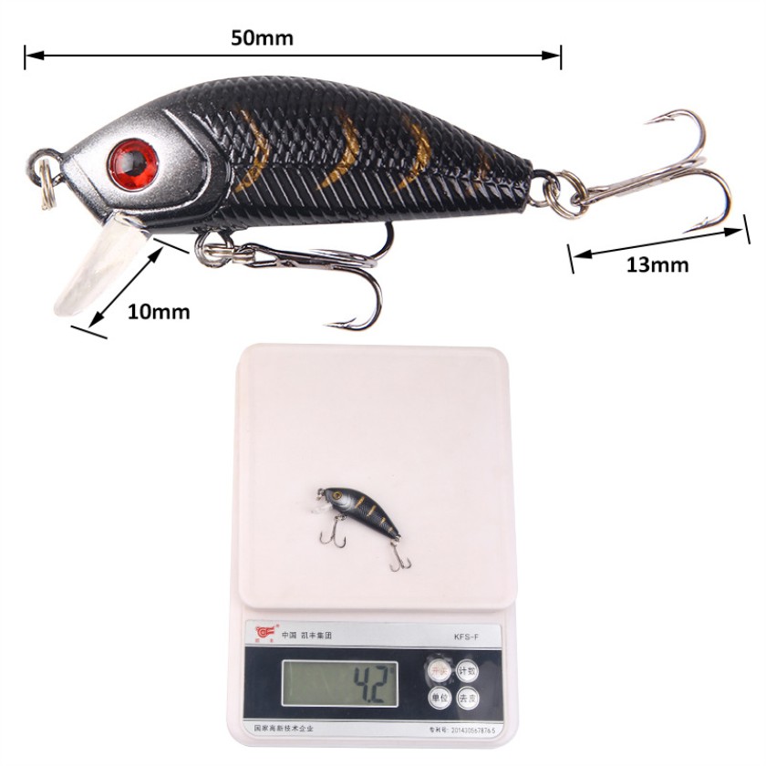 Shengyao 1Pcs Crankbait Minnow Umpan Pancing 5cm/4.2g Floating Fishing Lure Ikan Bass Bait Swimbait Wobbler