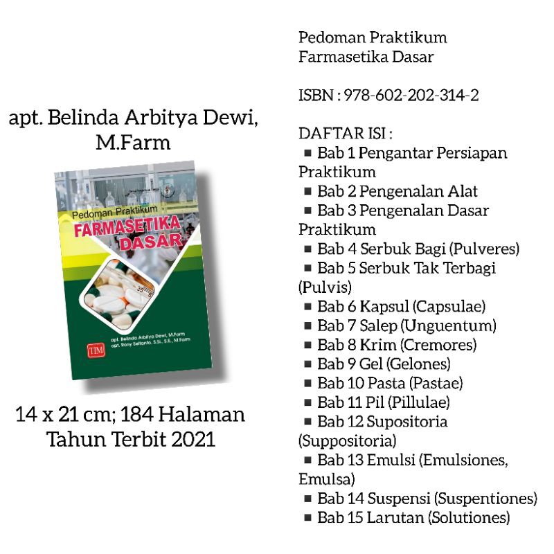 Buku Ori Farmasi Tahun 2021 Buku Pedoman Praktikum Farmasetika Dasar Belinda Arbitya Dewi Shopee Indonesia