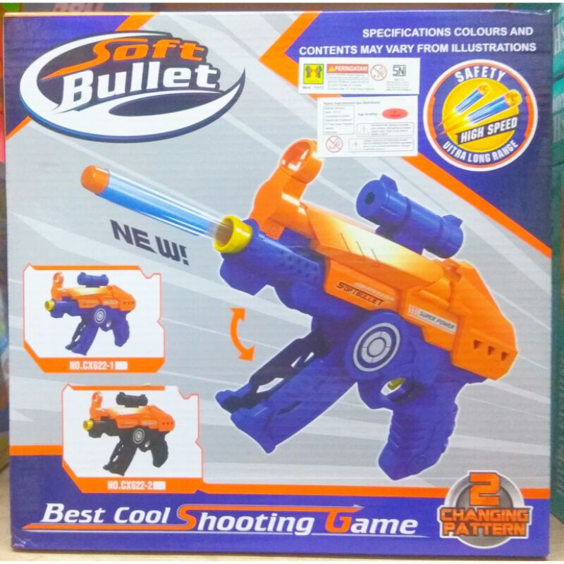 Mainan Pistol Nerf Soft Bullet Best Cool Shooting Game Kokang