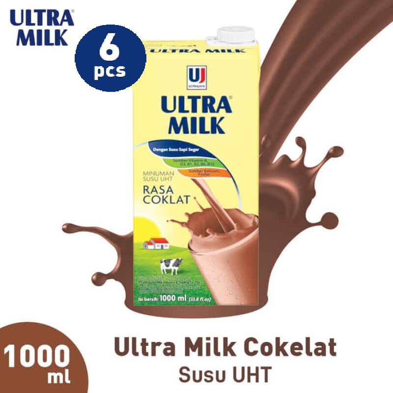 SUSU ULTRA COKELAT 1 LITER / ULTRA COKLAT 1000 ML - ( 1 PAKET ISI 6 )