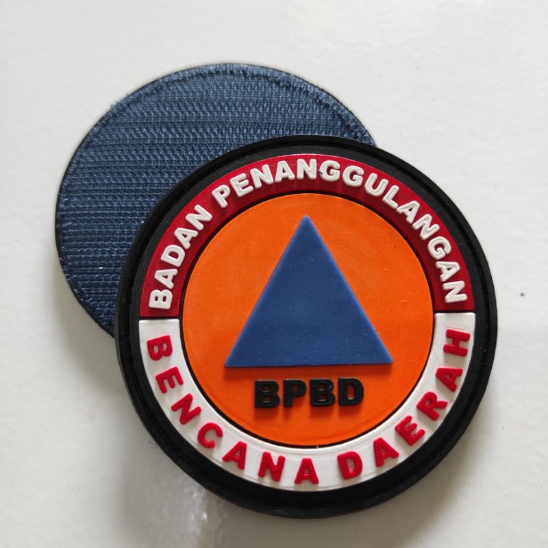 PATCH RUBBER LOGO BPBD BULAT ORANGE LIS HITAM/TIMSAR/TEMPELAN EMBLEM KARET VELCRO