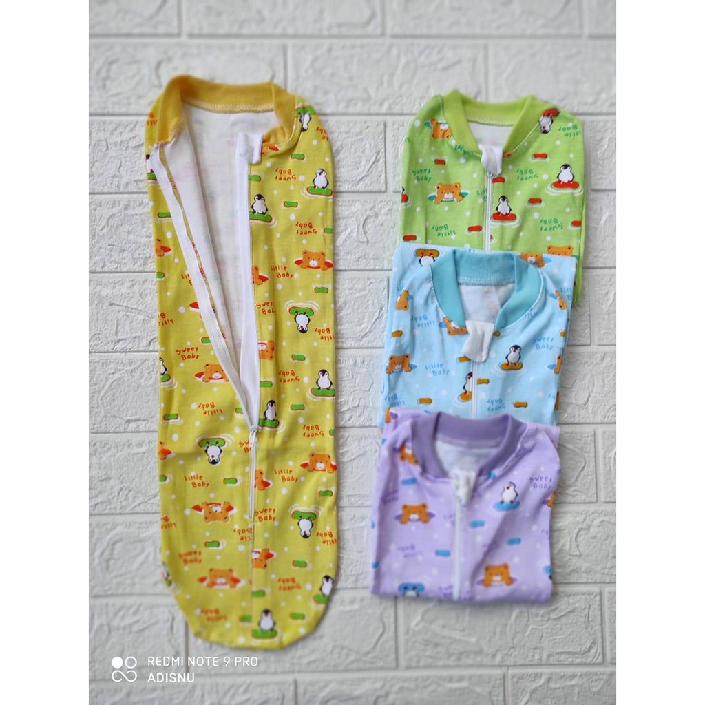 Bedong Instan Bayi Resleting Katun DK Warna Motif Full Print