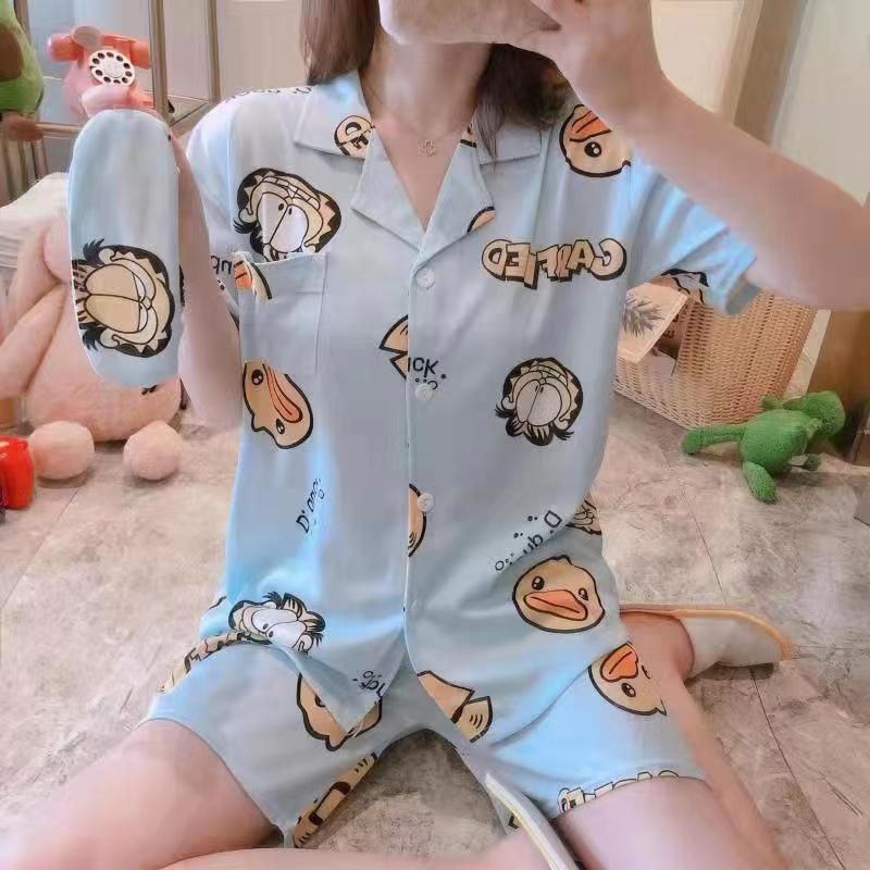 RULIF Baju tidur wanita | Hotpant piyama wanita import krah lengan pendek