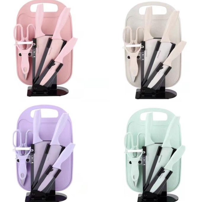 

Pisau Dapur Set 6 Pcs With Holder Knive Gunting Talelan Peeler Kitchen 9Nwxdxu83W