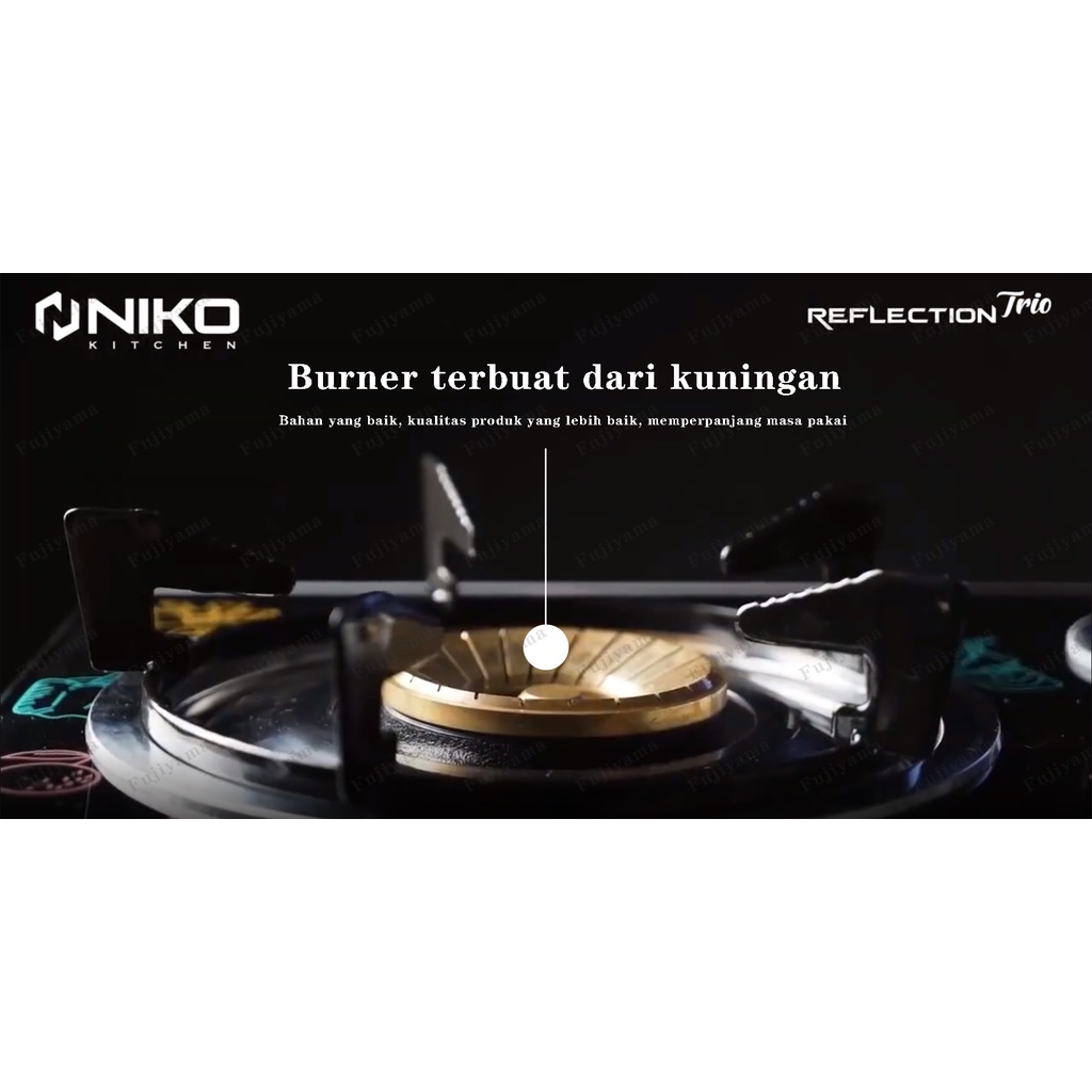 （NIKO KOMPOR TANAM）Murah Kompor Gas Kaca 3 Tungku - NIKO Reflection （TRIO PRO）