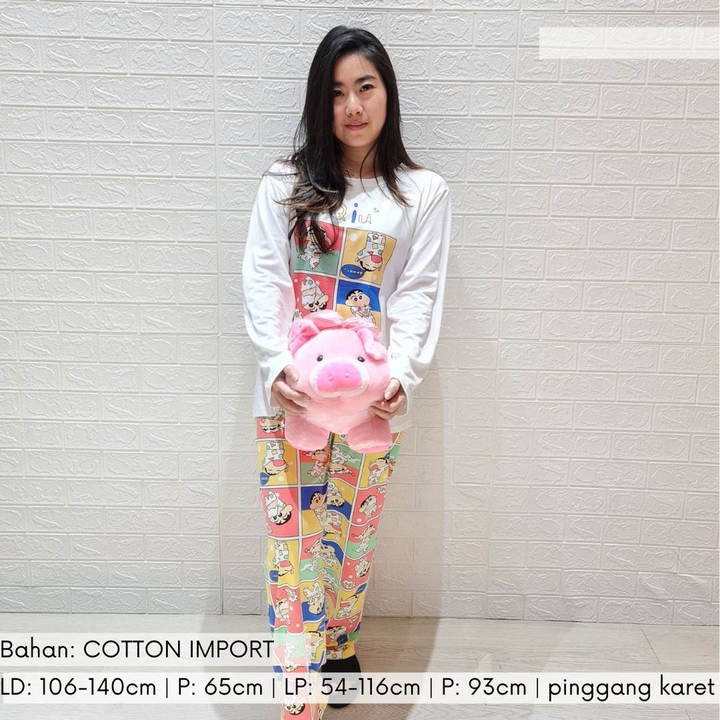 3539 kaos pajamas long shinchan one set import big baju tidur