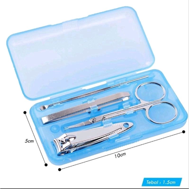 Stainless Manicure Set 4in1 Gunting Kuku Set Korek Kuping Jepitan Bulu Import Best Seller