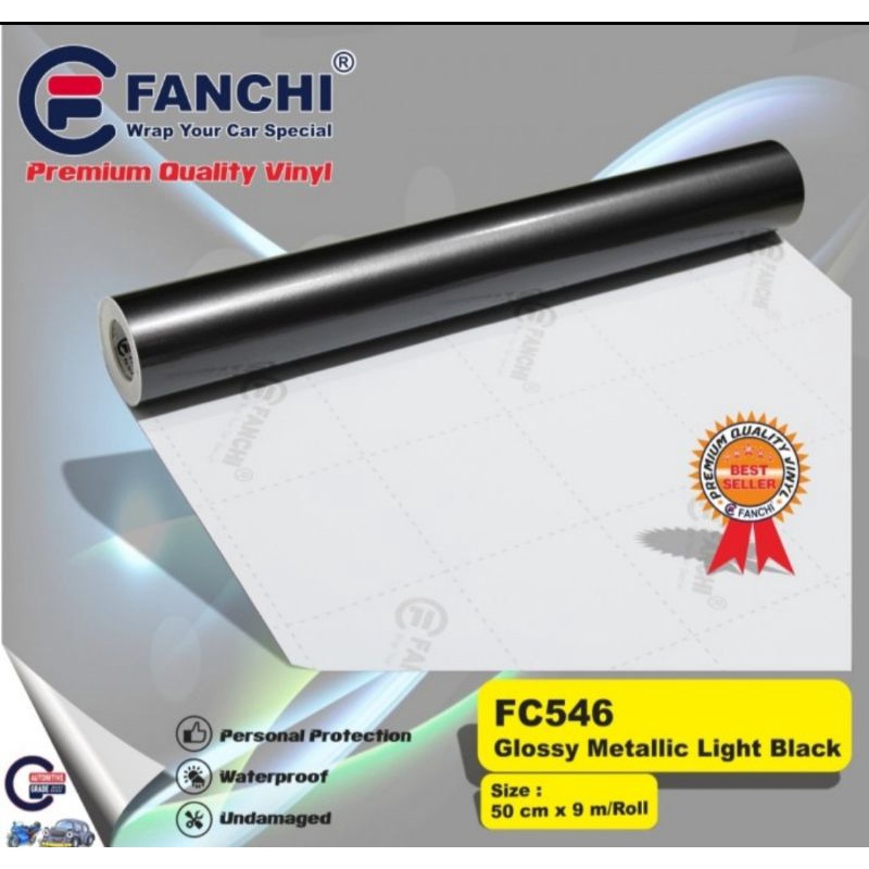 Sticker Fanchi FC546 Glossy Metallic Black Abu Tua Candy metalik Glossy Premium Wrap