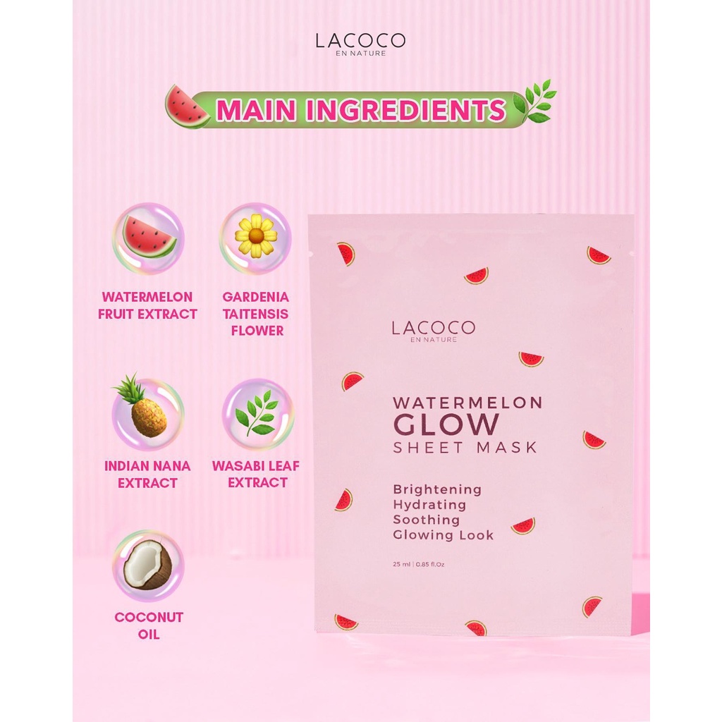 Lacoco Watermelon Glow Sheet Mask 25ml