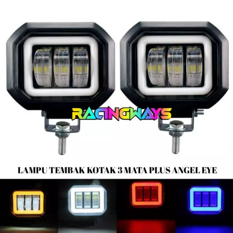 Lampu Tembak Sorot Cwl Kotak K30 3 Mata Lensa Lampu Daymaker 3 Lensa 30 & 60 Watt LED Angel Eye