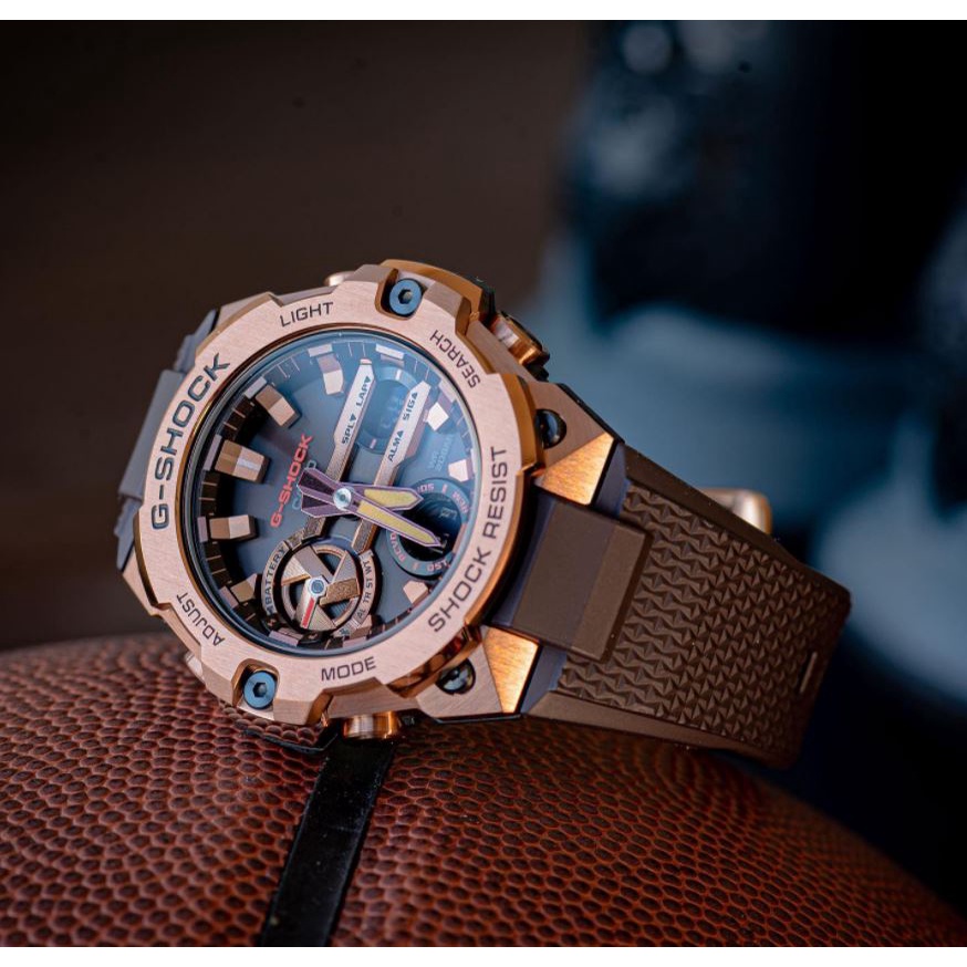 Jam Tangan Pria G-Shock GSteel GST-B400MV Black Strap Stainless Rosegold Copper