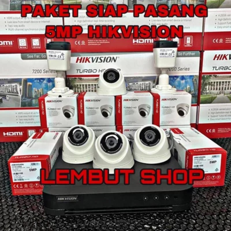 PAKET KAMERA CCTV HIKVISION 5MP 6 CAMERA 8 CH CHANNEL FULL HD KOMPLIT TINGGAL PASANG 8ch 8channel