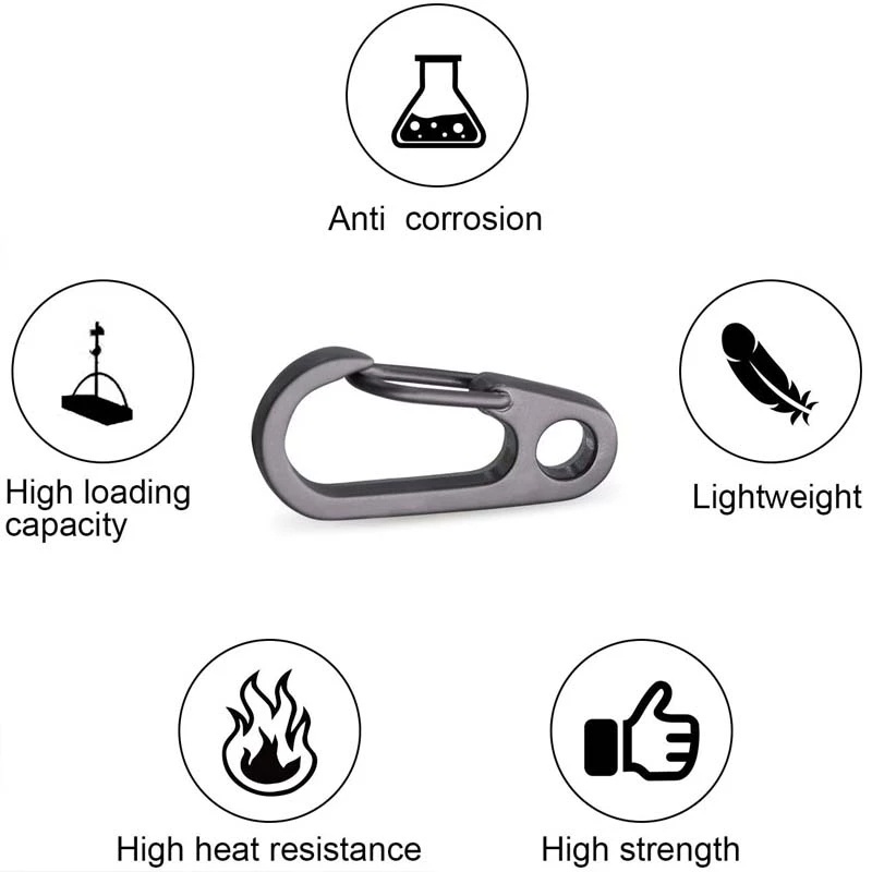 5pcs Carabiner Mini Bentuk D Dengan Gantungan Kunci