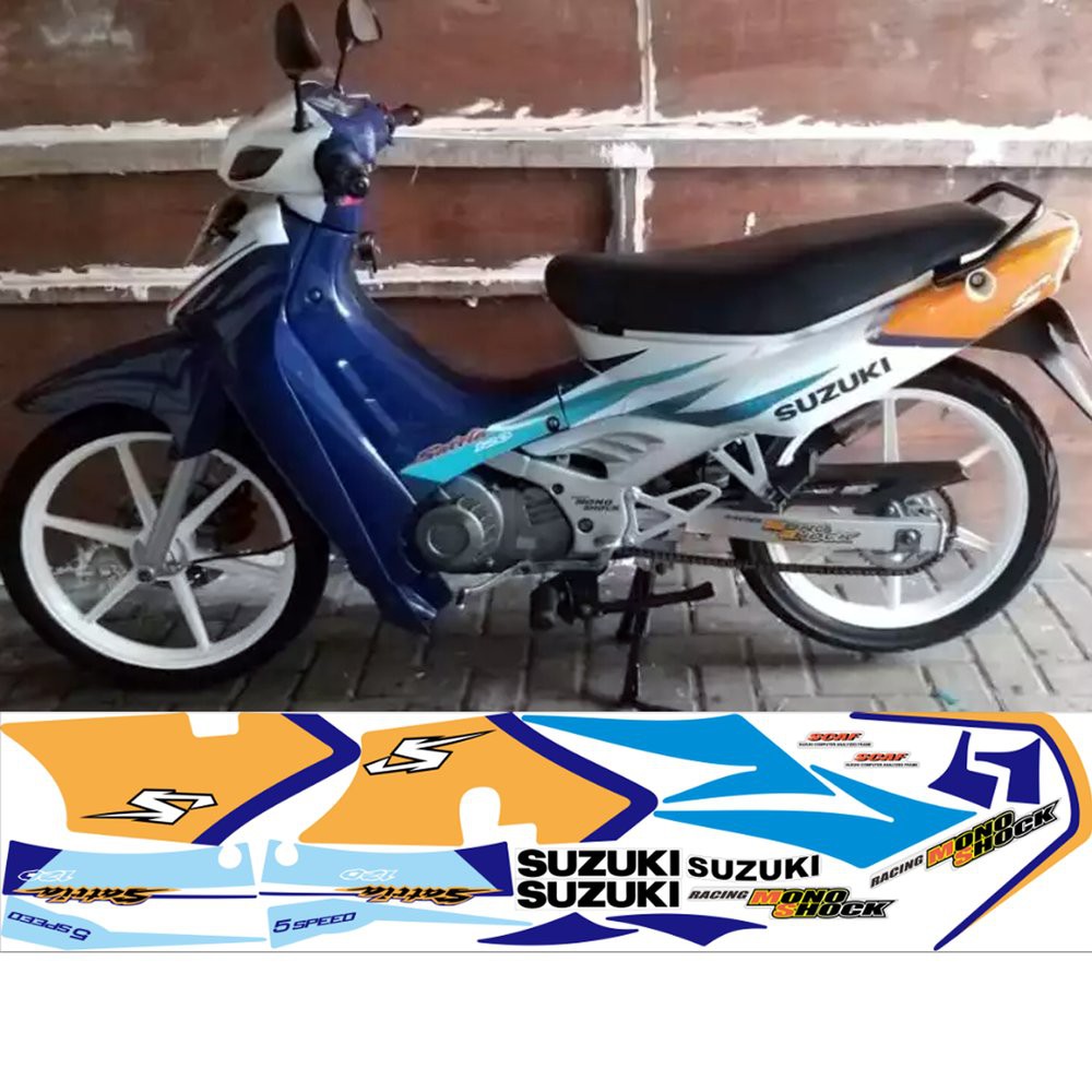 Striping Satria S 2 Tak Satria Lumba Biru Putih 01 Tahan Vernis