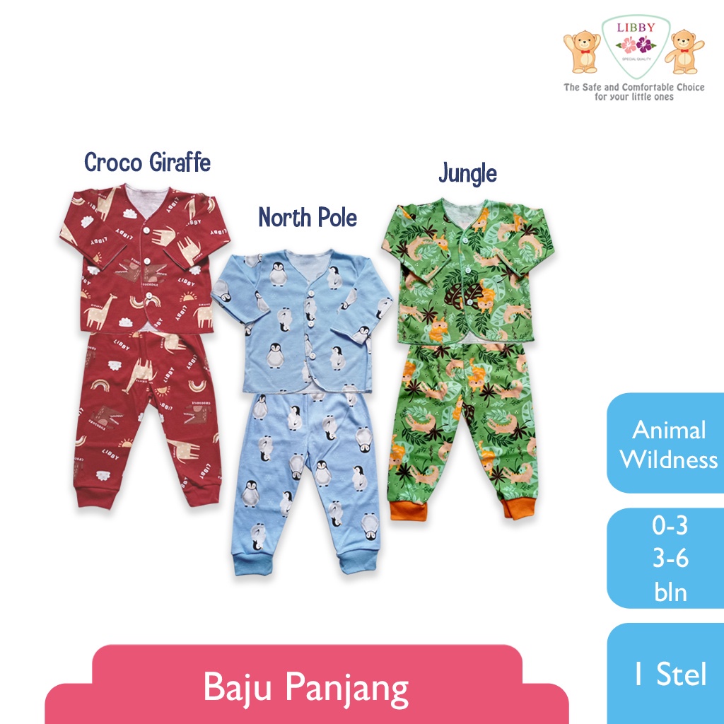 LIBBY Stelan Baju Panjang + Celana Panjang Newborn Motif