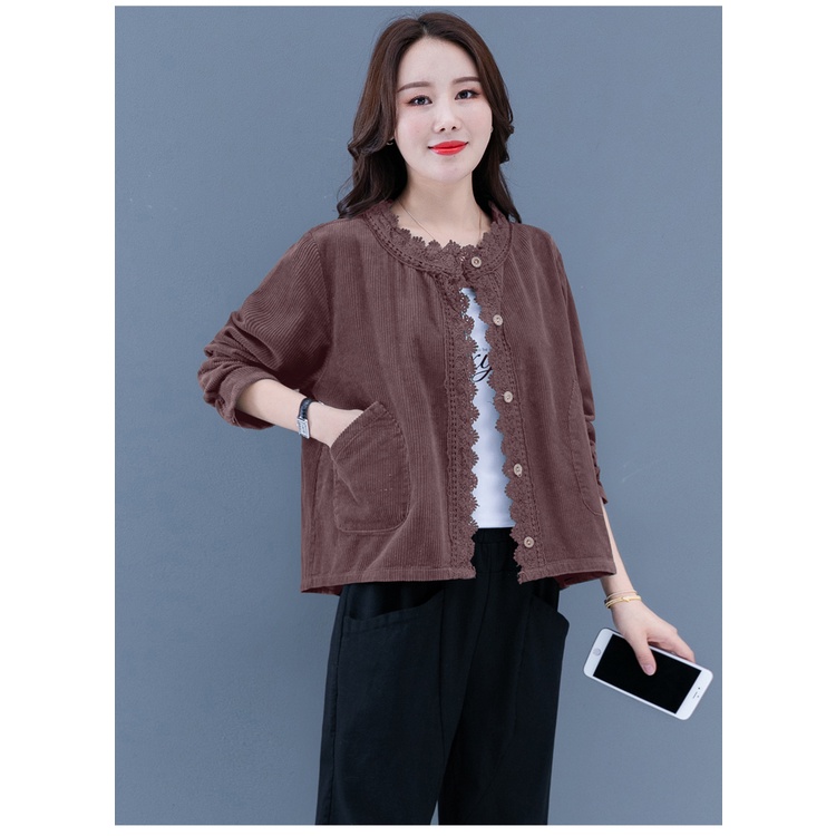 Kemeja Corduroy Wanita Import Lengan Panjang Flanel Shirt Baju Atasan Wanita Kekinian