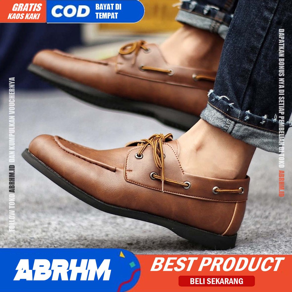 ABRHM X MORIN Sepatu Pria Casual Loafers Sepatu Kasual Pria Sepatu Cowok/cowo Sepatu Pria Keren Sepatu Kerja Kantor Semi Formal Kuliah Kondangan Gaya keren Kekinian Murah Terlaris