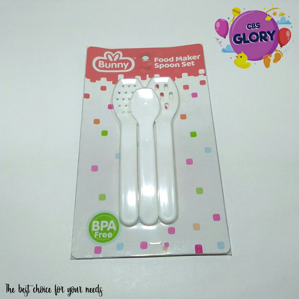 Food Maker Spoon Set Lusty Bunny/Sendok Set Penghancur Makanan/sendok Makan Bayi Silicone