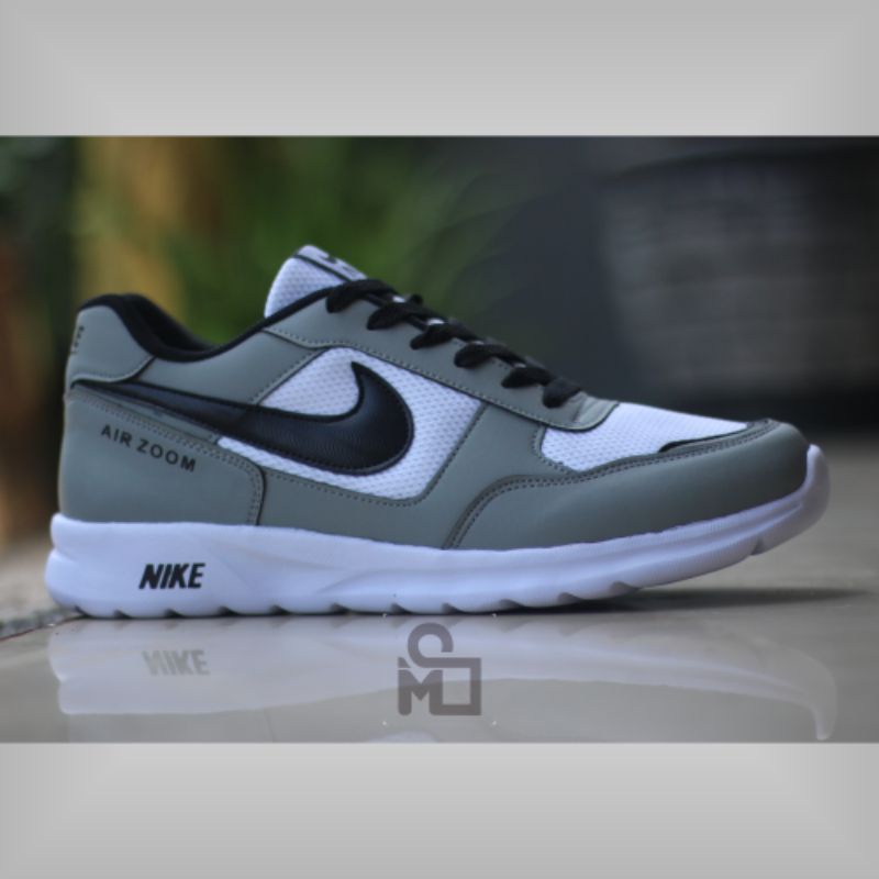SEPATU PUTIH  SEPATU AIRZOOM FULL PUTIH UK 36-44 RUNNING SNEAKERS SANTAI TERLARIS SEPATU PRIA WANITA-Abu hitam