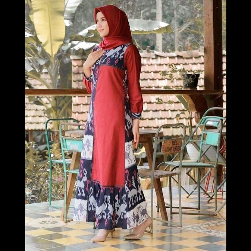 Gamis Tenun Kombinasi