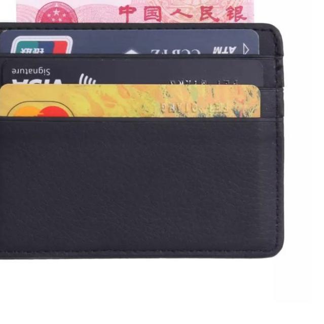◊ domba kulit dompet kartu kredit atm KTP nama case koin credit card slim tipis pria wanita ➷
