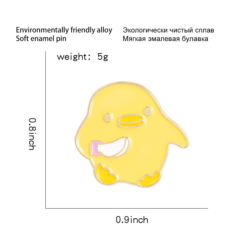Bros Pin Enamel Bentuk Kartun Hewan Ayam Kuning Pisau Susu Untuk Aksesoris Tas Ransel