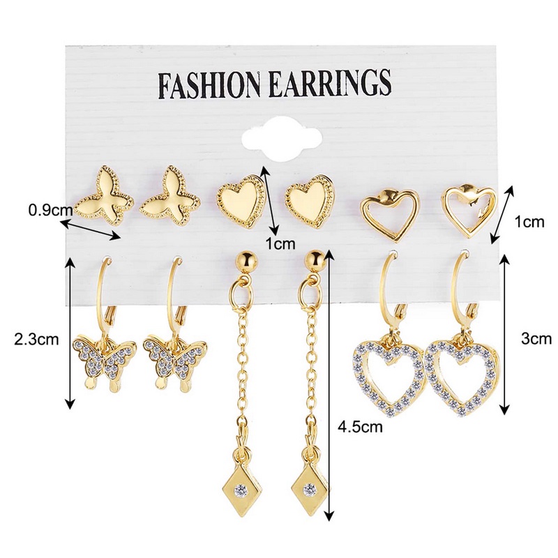 6pcs / Set Anting Tusuk / Stud Bentuk Kupu-Kupu Dengan Rumbai Mutiara Gaya Vintage Untuk Wanita