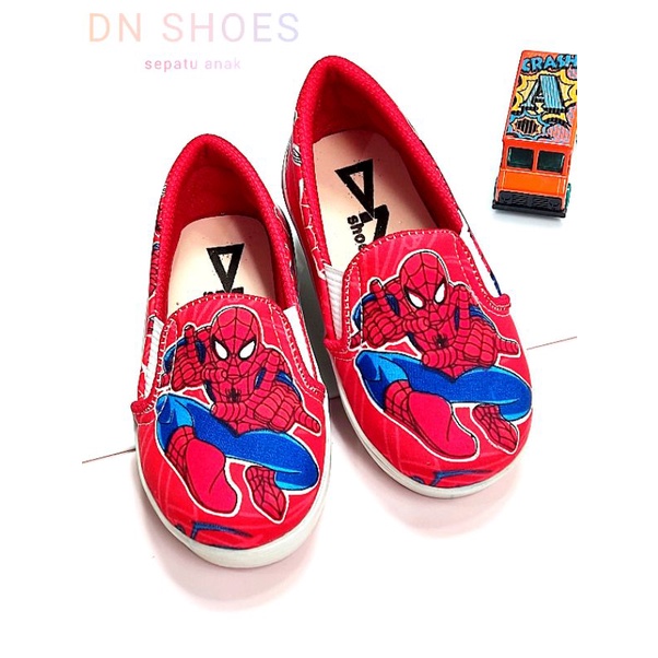 Sepatu Anak Laki Laki Sepatu Anak Cowo Sepatu Anak Pria Slip On Anak Lucu Murah Karakter Spiderman Merah Keren