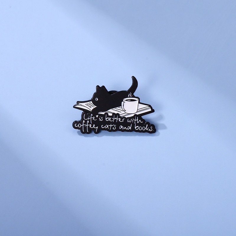 Bros Pin Kerah Motif Kucing Hitam Untuk Aksesoris Pakaian