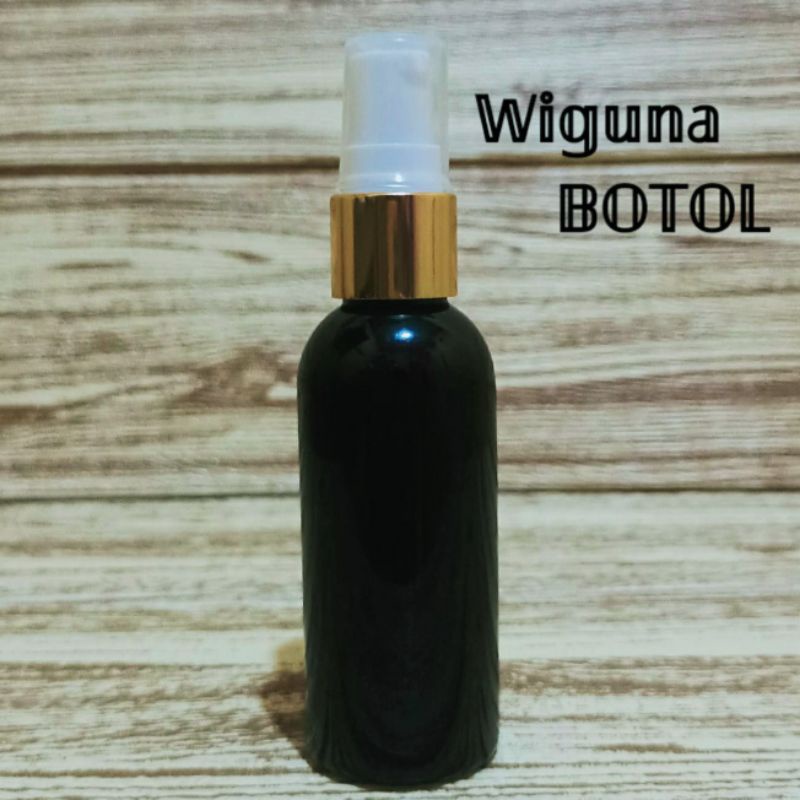 Botol Pump Treatment 60 ml / Botol PET 60ml Hitam Tutup Pump Treatment Ring Alumunium gold