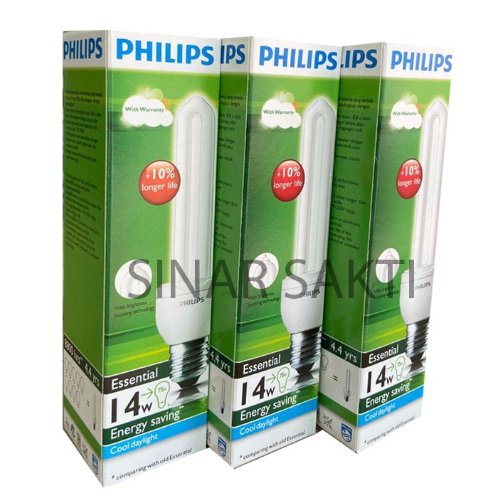 Philips Lampu Essential 14 Watt (Bundling 3 Pcs) CDL/WW E27 14w