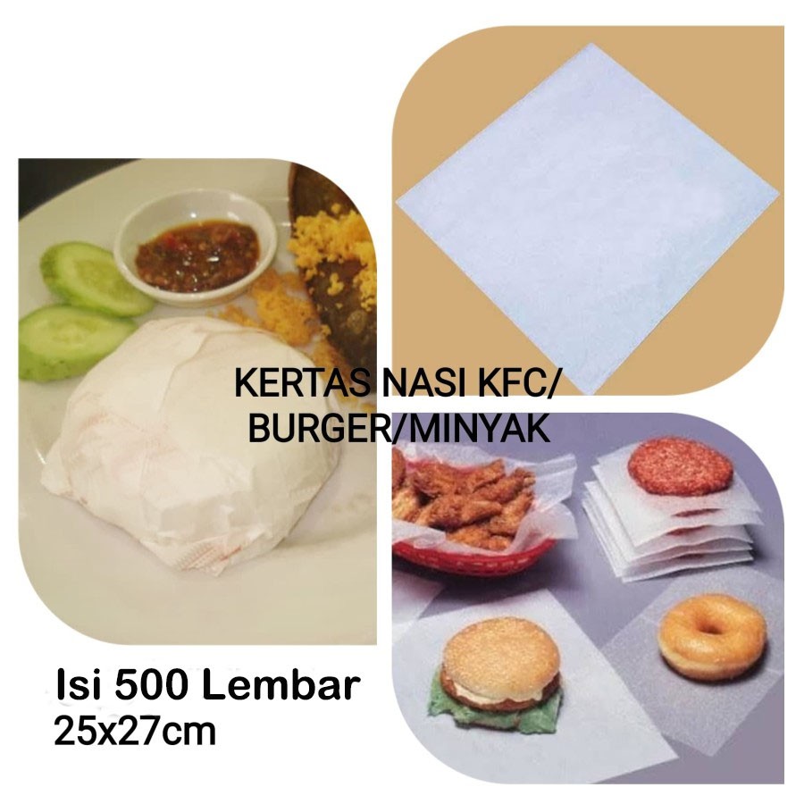 

500 Lembar Kertas Nasi KFC Burger Kertas Minyak Kertas Bungkus Makanan Plw-760