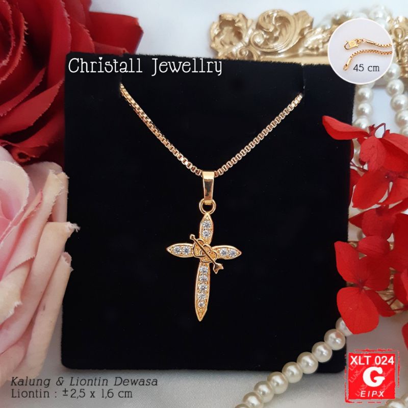 klung salib lapis emas 18k