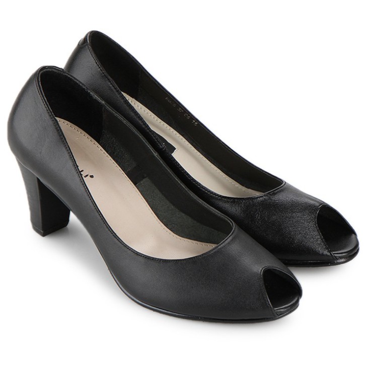 Guin Casalini Sepatu Formal Wanita kulit hak Black G-6806