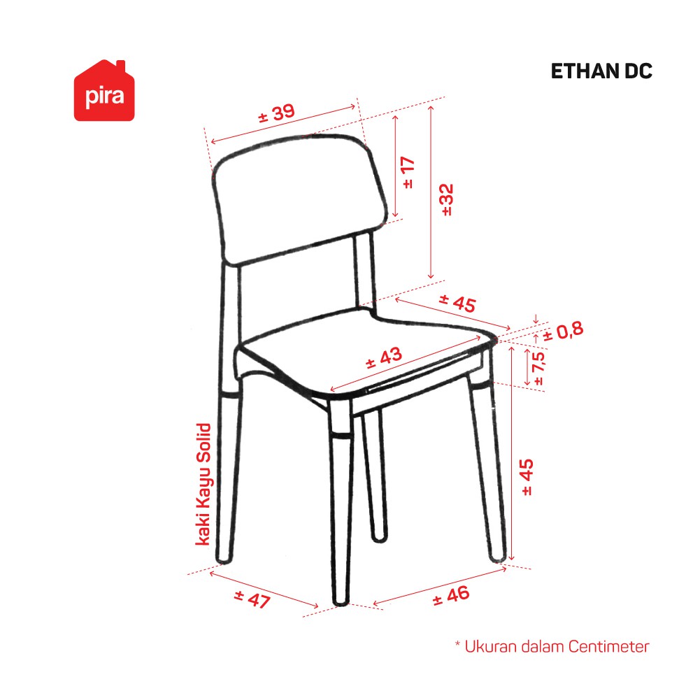 Pira -  Ethan DC Kursi Makan / Kursi Belajar /  Kursi Teras / Kursi Santai / Kursi Cafe-8