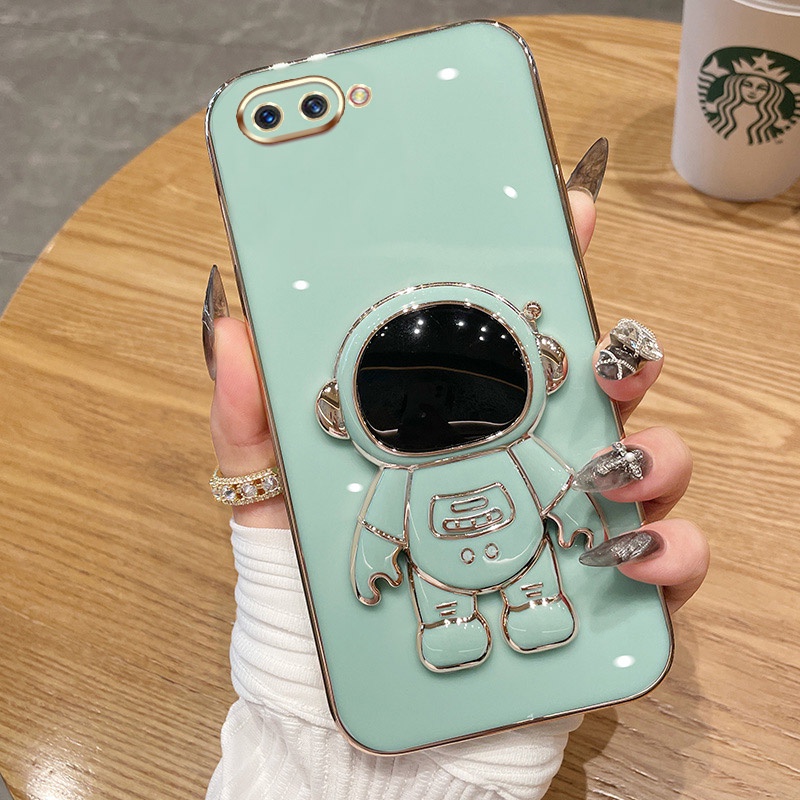 Casing Hp OPPO A3s A5 Realme C1 A12E Warna Permen Astronot Stand Kamera Deluxe Case